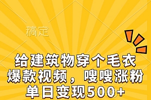 给建筑物穿个毛衣,爆款视频,嗖嗖涨粉,单日变现500+