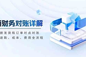 电商财务对账详解,包括按发货和订单时点对账,收入、退款、成本、费用