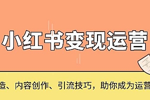 (13609期)小红书变现运营,IP打造、内容创作、引流技巧,助你成为运营高手