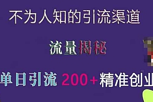 不为人知的引流渠道,流量揭秘,实测单日引流200+精准创业粉【揭秘】