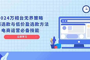2024万相台无界策略,店铺选款与低价盈选款方法,电商运营必备技能
