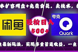0成本扩容网盘+免费会员,卖技术,拉新,咸鱼最新玩法,实现多重管道收益,一鱼多吃,轻松日入500+