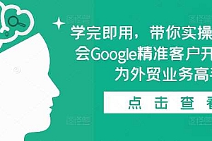 学完即用,带你实操0基础学会Google精准客户开发,成为外贸业务高手