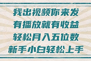 (13667期)不剪辑不直播不露脸,有播放就有收益,轻松月入五位数,新手小白轻松上手