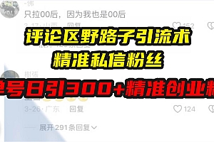 (13676期)评论区野路子引流术,精准私信粉丝,单号日引流300+精准创业粉