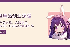 (13682期)情趣用品创业课程:涵盖产品合规,品牌定位,营销技巧,打造热销情趣产品