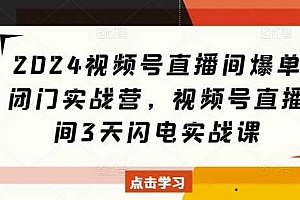 2024视频号直播间爆单闭门实战营,视频号直播间3天闪电实战课