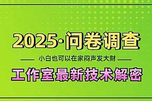2025问卷调查最新工作室技术解密:一个人在家也可以闷声发大财,小白一天2张,可矩阵放大【揭秘】