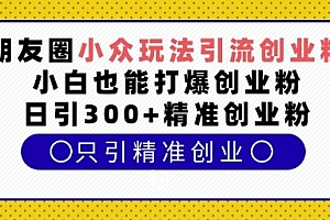 朋友圈小众玩法引流创业粉,小白也能打爆创业粉,日引300+精准创业粉【揭秘】