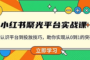 (13775期)小红书 聚光平台实战课,从认识平台到投放技巧,助你实现从0到1的突破