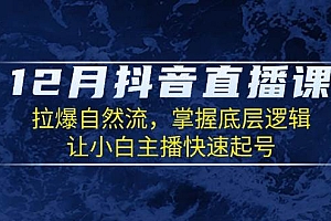 (13807期)12月抖音直播课:拉爆自然流,掌握底层逻辑,让小白主播快速起号