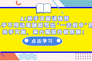 AI杀手文案训练营:几乎不用动笔就能写出“一击必中”的杀手文案,来大幅提升销售额!