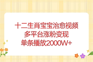 (13837期)十二生肖宝宝治愈视频,多平台涨粉变现,单条播放2000W+