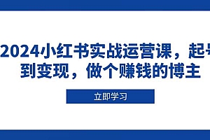 (13841期)2024小红书实战运营课,起号到变现,做个赚钱的博主