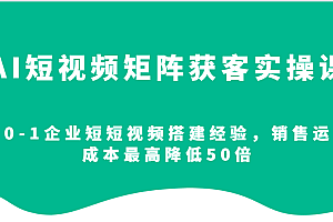 AI短视频矩阵获客实操课,从0-1企业短短视频搭建经验,销售运营成本最高降低50倍