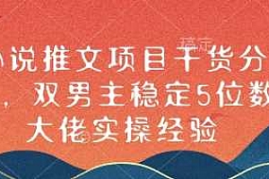 小说推文项目干货分享,双男主稳定5位数大佬实操经验