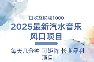 (13894期)2025最新汽水音乐躺赚项目 每天几分钟 日入1000+