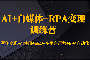 AI+自媒体+RPA变现训练营:写作变现+AI使用+SEO+多平台运营+RPA自动化