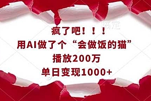 疯了吧!用AI做了个“会做饭的猫”,播放200万,单日变现1k