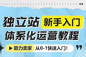 独立站新手入门体系化运营教程,助力独立站卖家从0-1快速入门!
