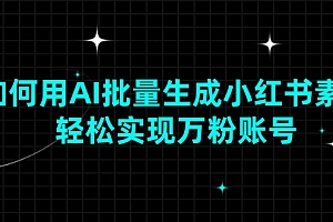(13992期)如何用AI批量生成小红书素材,轻松实现万粉账号