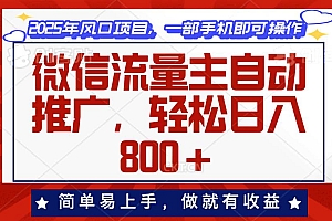 (13993期)微信流量主自动推广,轻松日入800+,简单易上手,做就有收益。