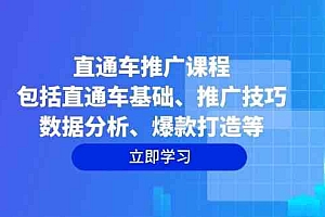 直通车推广课程:包括直通车基础、推广技巧、数据分析、爆款打造等
