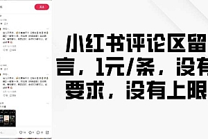 小红书评论区留言,1元条,没有要求,没有上限