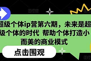 超级个体ip营第六期,未来是超级个体的时代  帮助个体打造小而美的商业模式