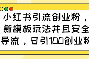 (14053期)小红书引流创业粉,新模板玩法并且安全导流,日引100创业粉