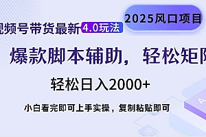 (14071期)视频号带货最新4.0玩法,作品制作简单,当天起号,复制粘贴,轻松矩阵…