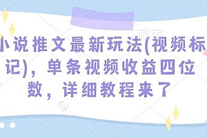 小说推文最新玩法(视频标记),单条视频收益四位数,详细教程来了