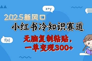 2025新风口,小红书冷知识赛道,无脑复制粘贴,一单变现300+