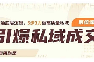 引爆私域成交力系统课,打通底层逻辑,5步3力做高质量私域