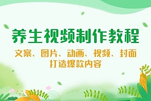 养生视频制作教程,文案、图片、动画、视频、封面,打造爆款内容