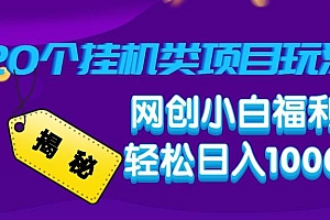 (14168期)揭秘20种挂机类项目玩法,网创小白福利轻松日入1000+