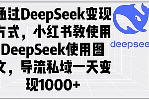 (14179期)通过DeepSeek变现方式,小红书教使用DeepSeek图文,导流私域一天变现1000+