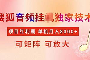 首发搜狐音频挂JI,项目红利期,可矩阵可放大,稳定月入5k【揭秘】