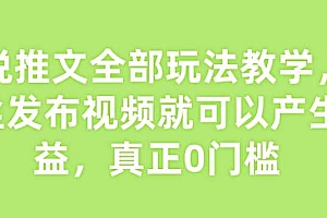 小说推文全部玩法教学,0粉丝发布视频就可以产生收益,真正0门槛