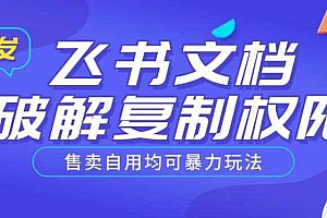 首发飞书文档破解复制权限,售卖自用均可暴力玩法