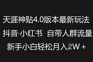 天涯神贴4.0版本最新玩法,抖音·小红书自带人群流量,新手小白轻松月入过W