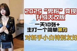 2025男粉变现全新玩法升级,日入上千简简单单,小白可轻松上手