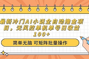 (14292期)最新冷门AI小说全自动撸金项目,无风控单机单号日收益100+