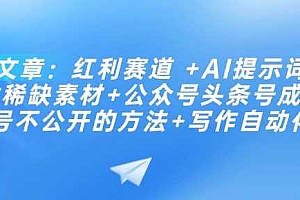 付费文章:红利赛道 +AI提示词 +批量找稀缺素材+公众号头条号成功起号不公开的方法+写作自动化