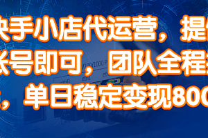 (14337期)快手小店代运营,提供账号即可,团队全程操盘,单日稳定变现800+