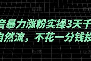 抖音暴力涨粉实操3天千粉,自然流,不花一分钱投流,实操经验分享