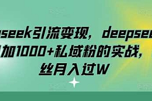 deepseek引流变现,deepseek被动日加1000+私域粉的实战,0粉丝月入过W