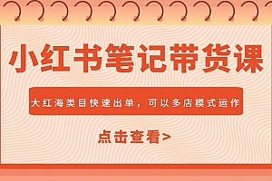 小红书笔记带货课,大红海类目快速出单,市场大,可以多店模式运作