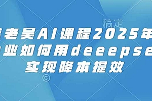 天诺老吴AI课程2025年,电商企业如何用deeepseek实现降本提效