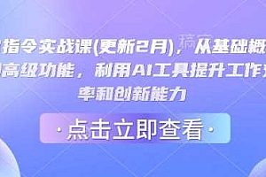 AI指令实战课(更新2月),从基础概念到高级功能,利用AI工具提升工作效率和创新能力